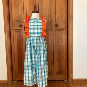 A.T.U.N. Green & Orange Plaid Girls Summer Dress, Size 9/10